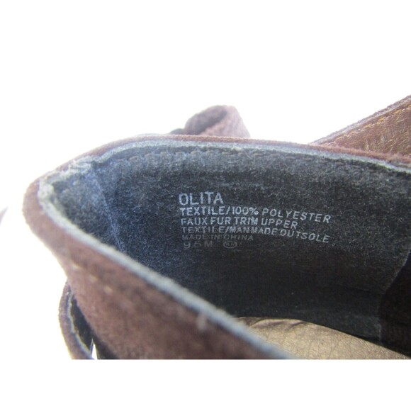 Jellypop Ankle Boots Chocolet Brown Suede Sherpa Trim EUC Womens 9.5 M - Picture 6 of 8